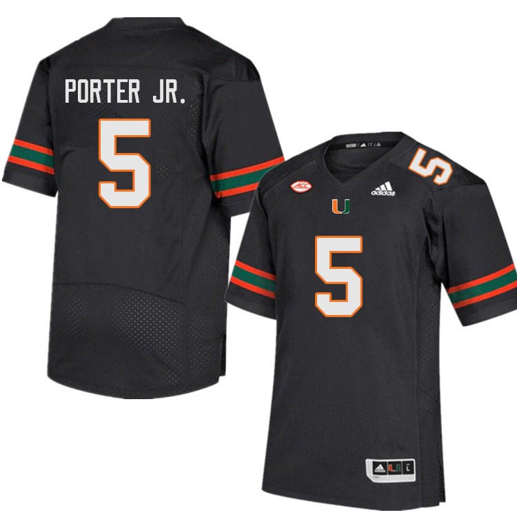 Men #5 Daryl Porter Jr. Miami Hurricanes College Football Jerseys Sale-Black